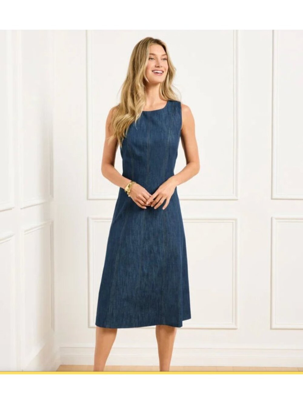 Talbots Size 16 Refined Denim Dress Ink Polished Preppy Minimalist Teacher Smart